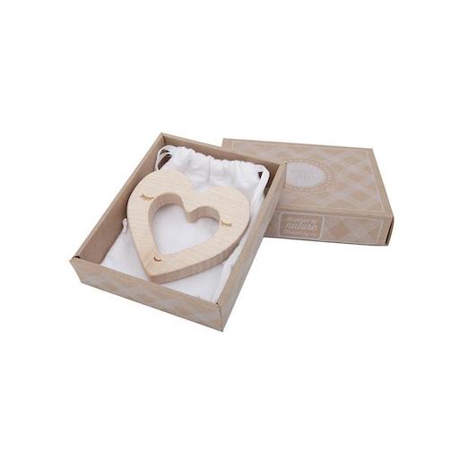 Beißring aus Holz Herzform Woodenstory Babyspielzeug Geschenk zur Geburt