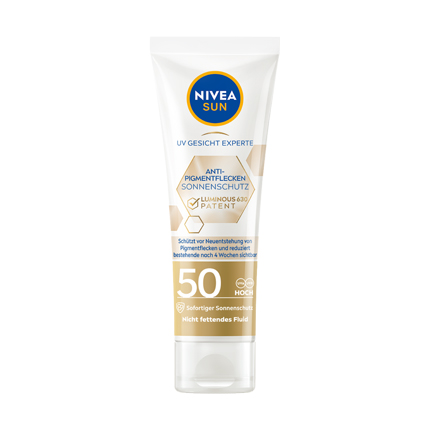 Nivea, UV Gesichts Liminous630 Anti Pigmentflecken Sonnenschutz, ca. 16 Euro
